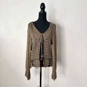 Y2K Bette Paige tan crocheted top